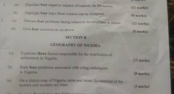 Neco 2024 Geography Human and Regional Answer