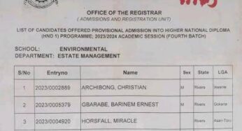 KENPOLY HND 4th Batch Admission List, 2023/202
