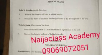 Neco 2024 Literature Drama & Poetry Answer (June/July Exam)