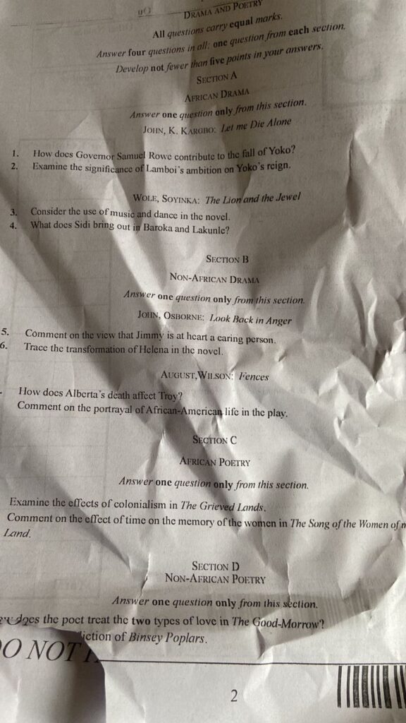 Waec 2025 Literature Drama & Poetry Solution Answers Waec 2025 Literature Drama & Poetry Solution Answers
