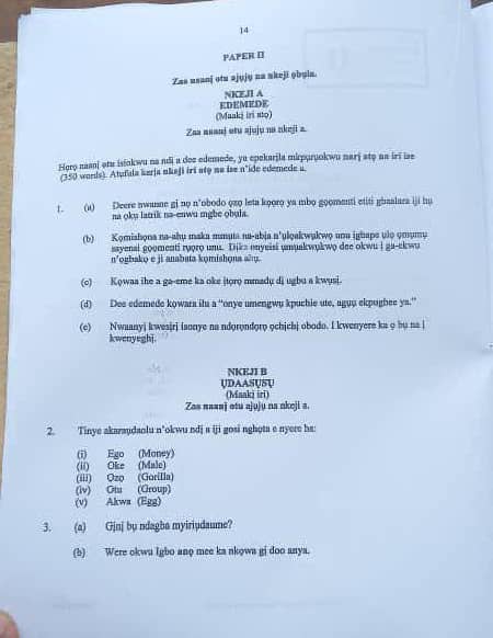 Neco 2025 Igbo Language Question And Answer Expo Neco 2025 Igbo Language Question And Answer Expo