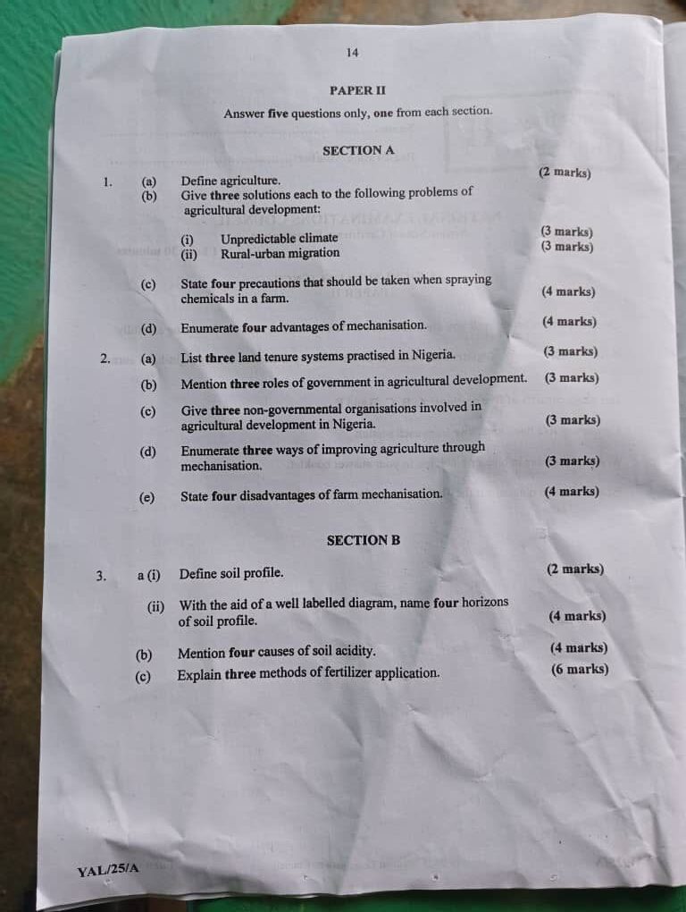 2025 NECO Agricultural Science Question and Answer (2) 2025 NECO Agricultural Science Question and Answer (2)