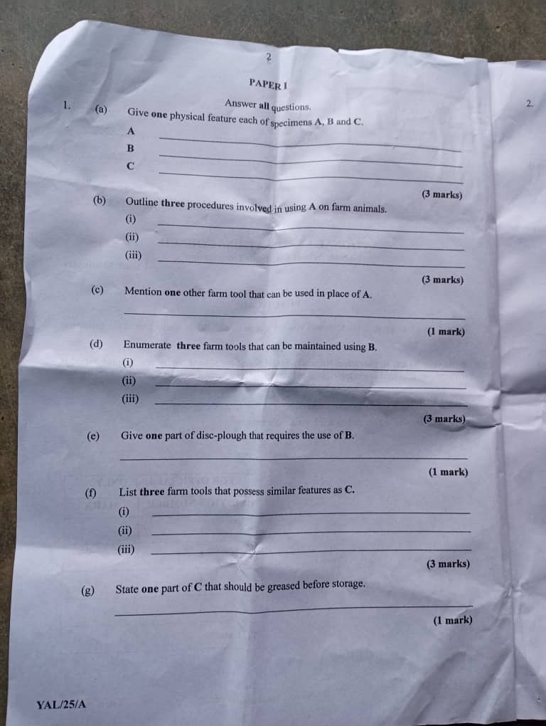 Neco 2025 Agric Practical Question And Answer Neco 2025 Agric Practical Question And Answer