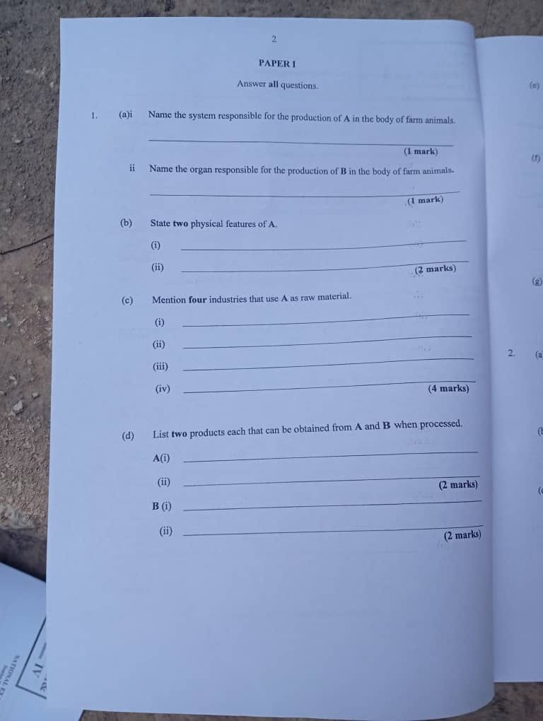 Neco 2025 Animal Husbandry Practical Question And Answer