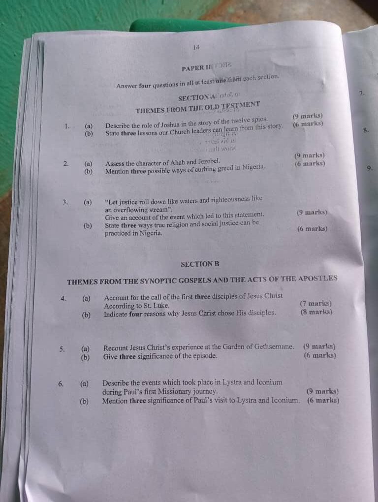 Neco 2025 CRS Expo Questions And Answers