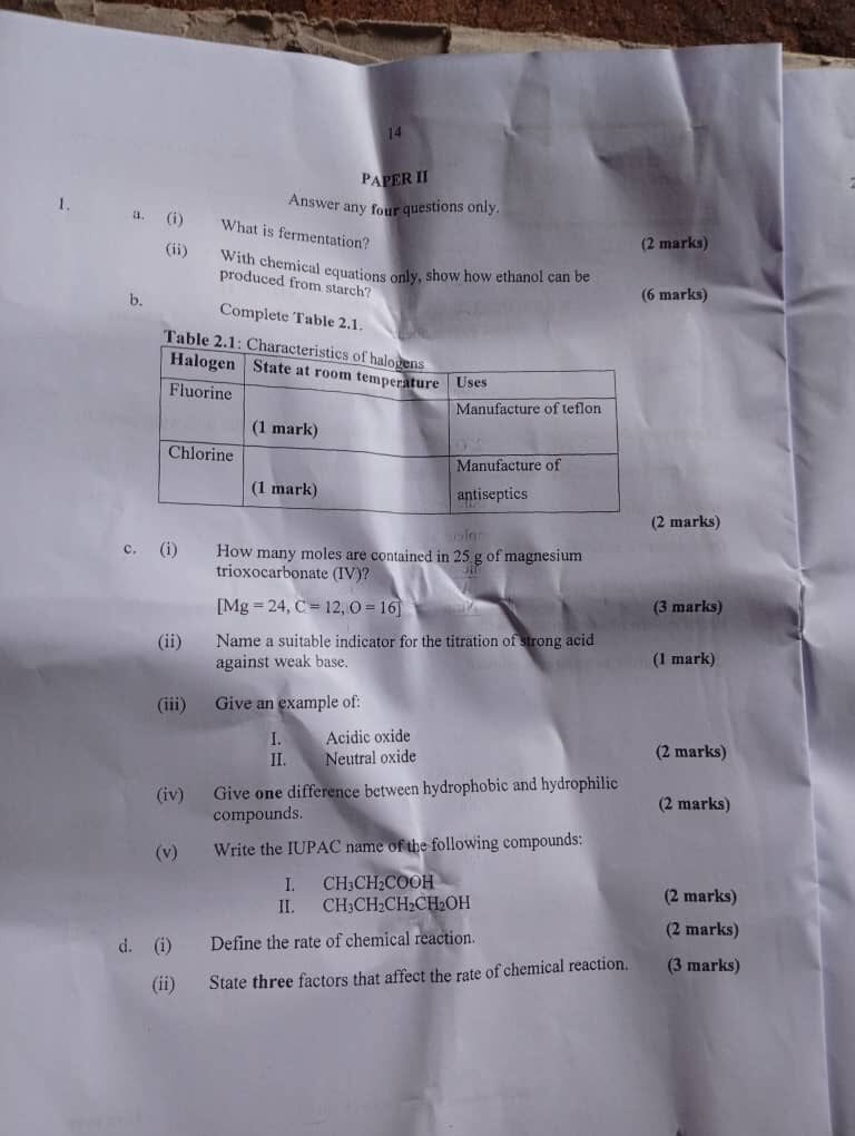 Neco 2025 Chemistry Question And Answer (Objective & Essay)