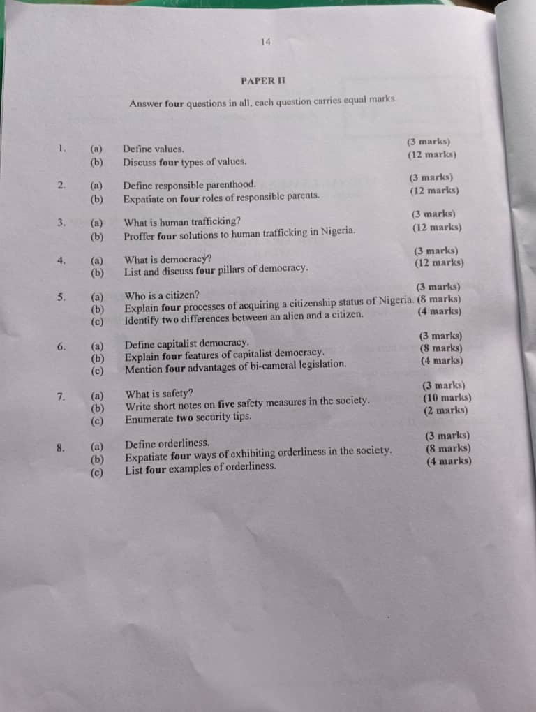 Neco 2025 Civic Education Expo Questions And Answers