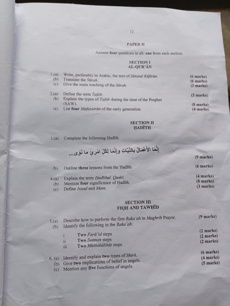 Neco 2025 Islamic Studies Expo Questions And Answers