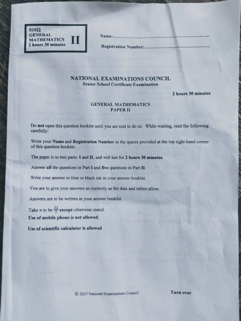 Neco 2025 Mathematics Question And Answer (Obj & Essay) – 100% Verified