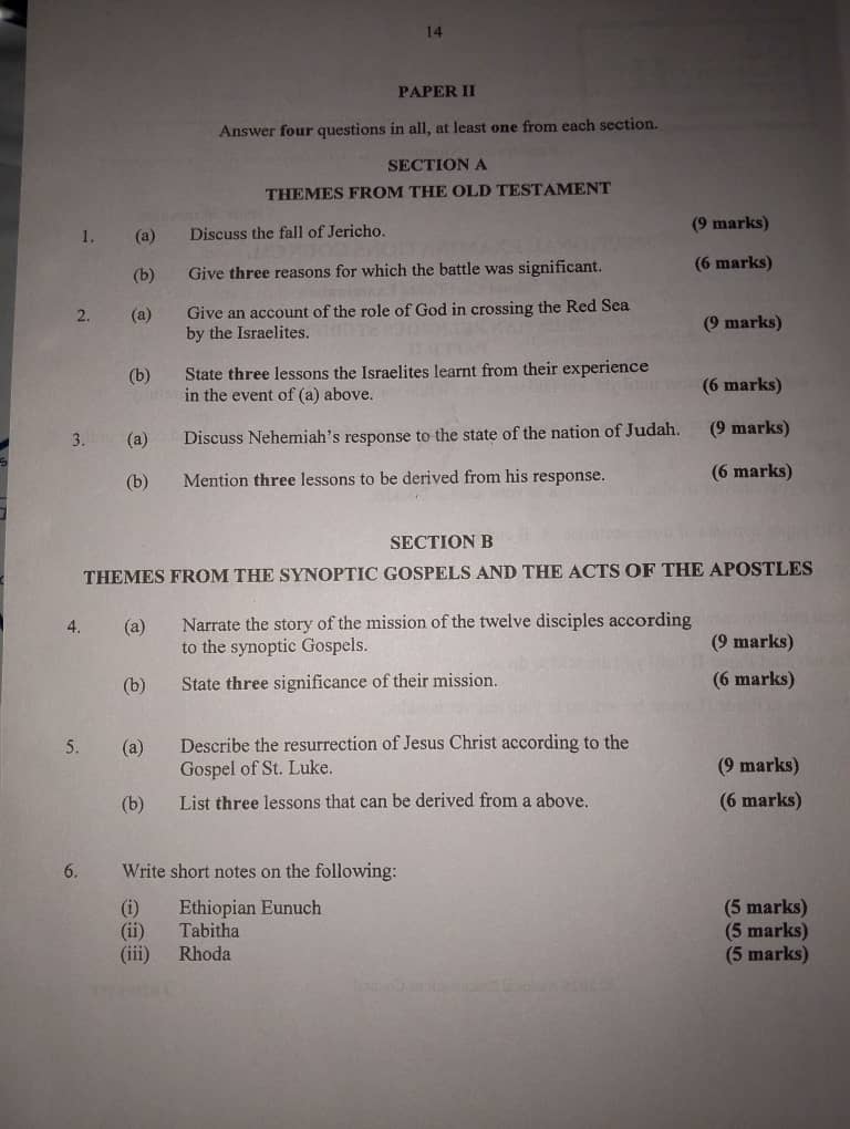 NECO GCE 2025 CRS Answers