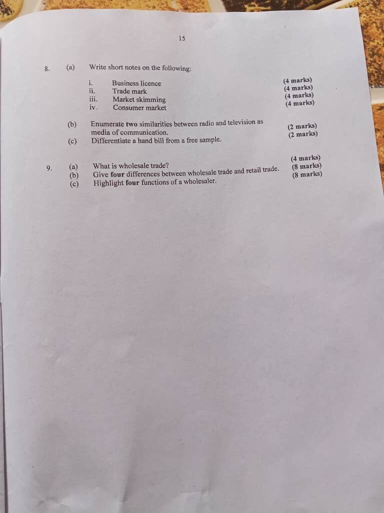 Neco GCE 2025 Commerce Questions And Answers 2