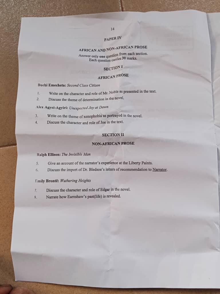 Neco GCE 2025 Literature in English Questions Answers