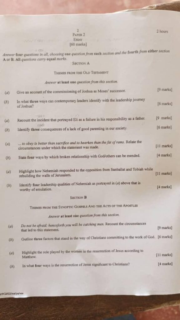 Waec GCE 2025 CRS Questions And Answers