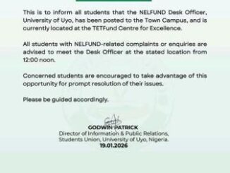 UNIUYO SUG notice to students with NELFUND-related issues