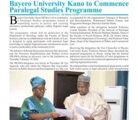 BUK to launch Paralegal Studies Programme