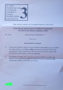 WAEC 2026 Livestock Farming Practical Answers