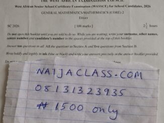 WAEC 2026 Mathematics Questions and Answers