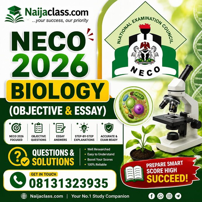 NECO 2026 Biology Answers
