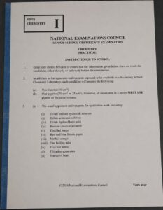 NECO 2026 Chemistry Practical Specimen