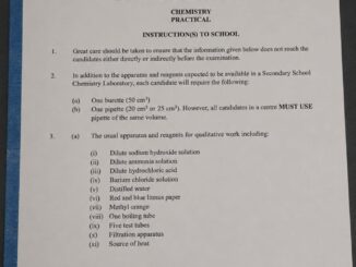 NECO 2026 Chemistry Practical Specimen