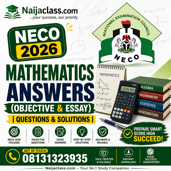 NECO 2026 Mathematics Answers