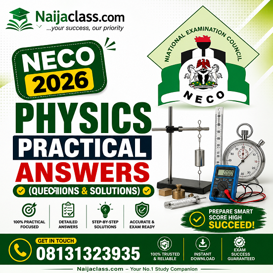 NECO 2026 Physics Practical Answers