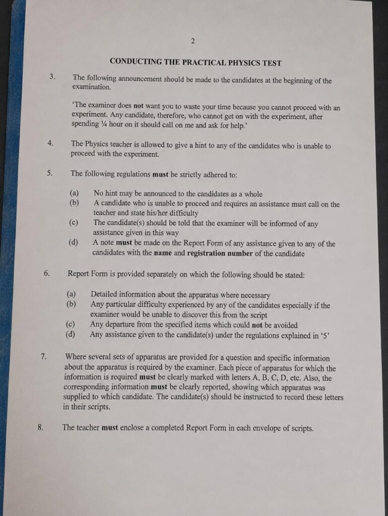 NECO 2026 Physics Practical Specimen 2
