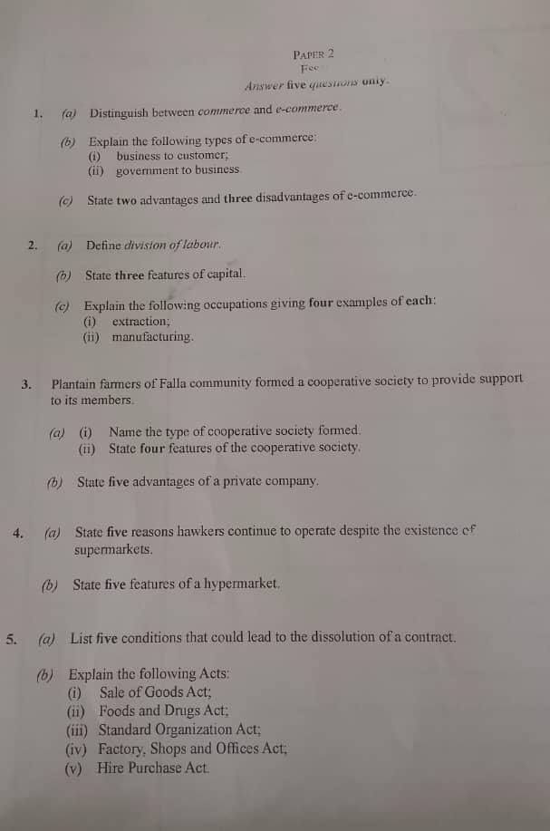 WAEC 2026 Commerce Question And Answers (1)