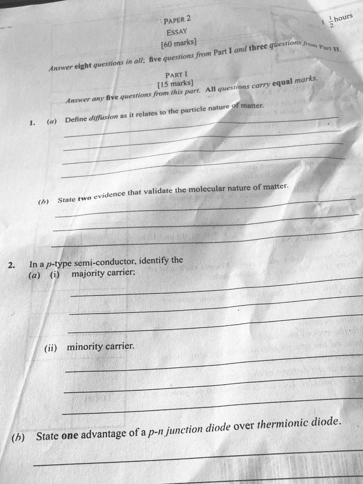 WAEC 2026 Physics Questions and Answers