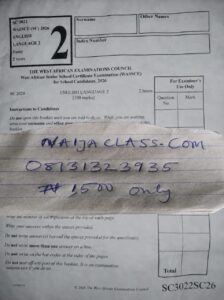 Waec 2026 English Language Answers
