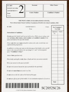 Waec Exam 2026 Government Questions And Answers