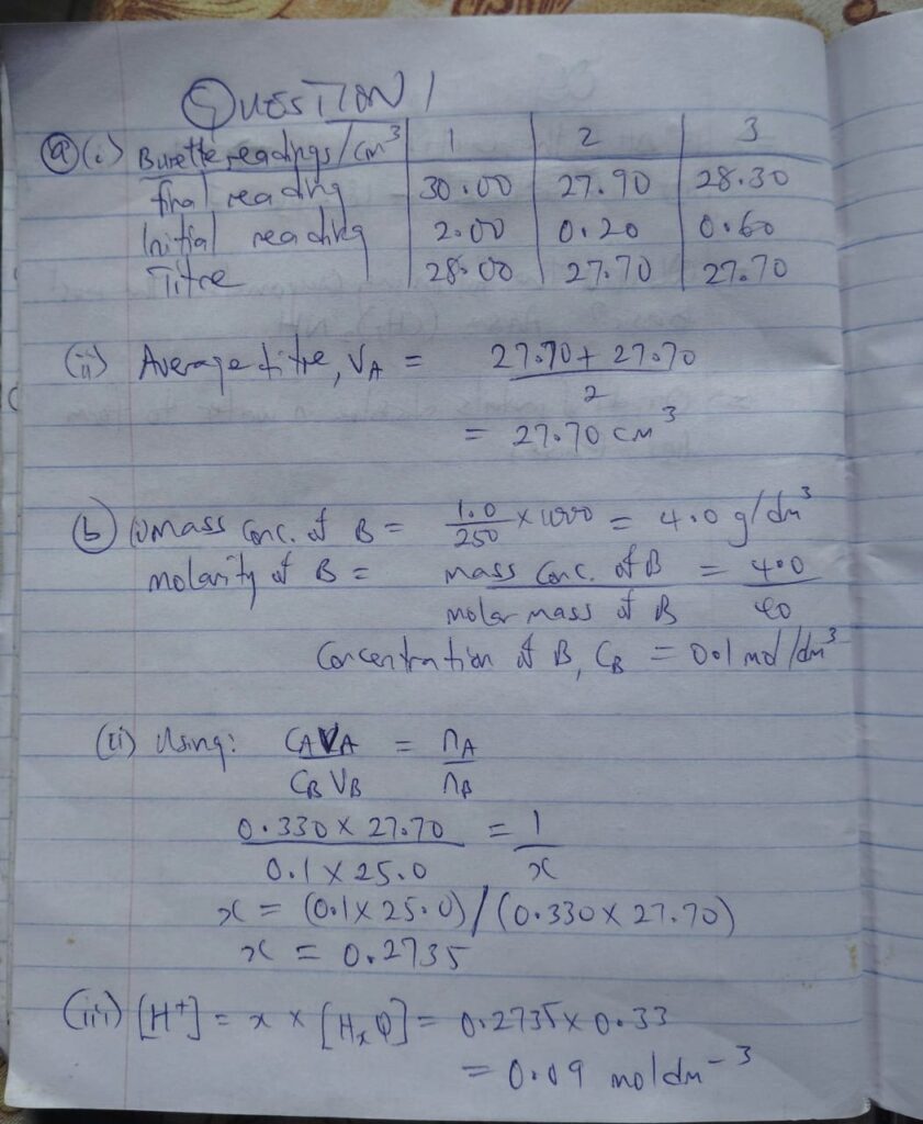 WAEC GCE 2026 Chemistry Practical Questions and Answers